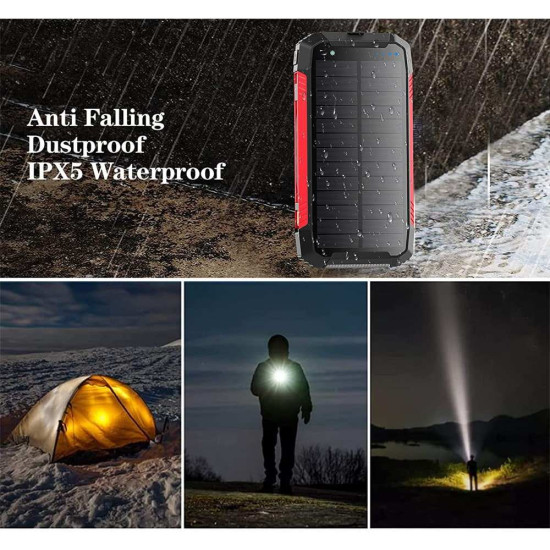 Factory OEM 30000mAh Solar Power Bank PD 22.5W Built in Cables Fast Charge Qi Wireless Charge 15W Portable Outdoor with Light Factory OEM 30000mAh Solar Power Bank PD 22.5W Built in Cables Fast Charge Qi Wireless Charge 15W Portable Outdoor with Light
