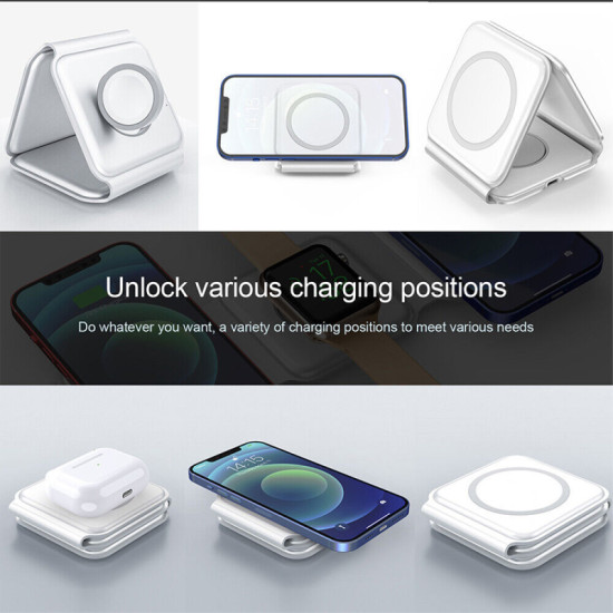 3 in 1 Wireless Charger Magnetic Foldable Charging Station Travel Charger For iphone charger power Adapter Caricatore senza fili 3 in 1 Wireless Charger Magnetic Foldable Charging Station Travel Charger For iphone charger power Adapter Caricatore senza fili