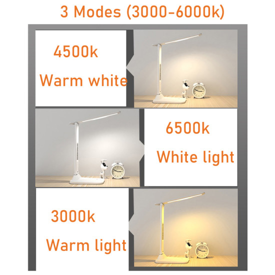 Adjustable Table Light With Calendar Temperature Alarm Clock Eye Protect Study Reading Foldable LED Desk Lamp Adjustable Table Light With Calendar Temperature Alarm Clock Eye Protect Study Reading Foldable LED Desk Lamp