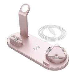 Top Selling Products 2023 Tabletop Fast Charging 6 In 1 Rotate Holder Universal Wireless Charger For Phone Smart Watch Earphones