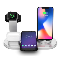 Top Selling Products 2023 Tabletop Fast Charging 6 In 1 Rotate Holder Universal Wireless Charger For Phone Smart Watch Earphones